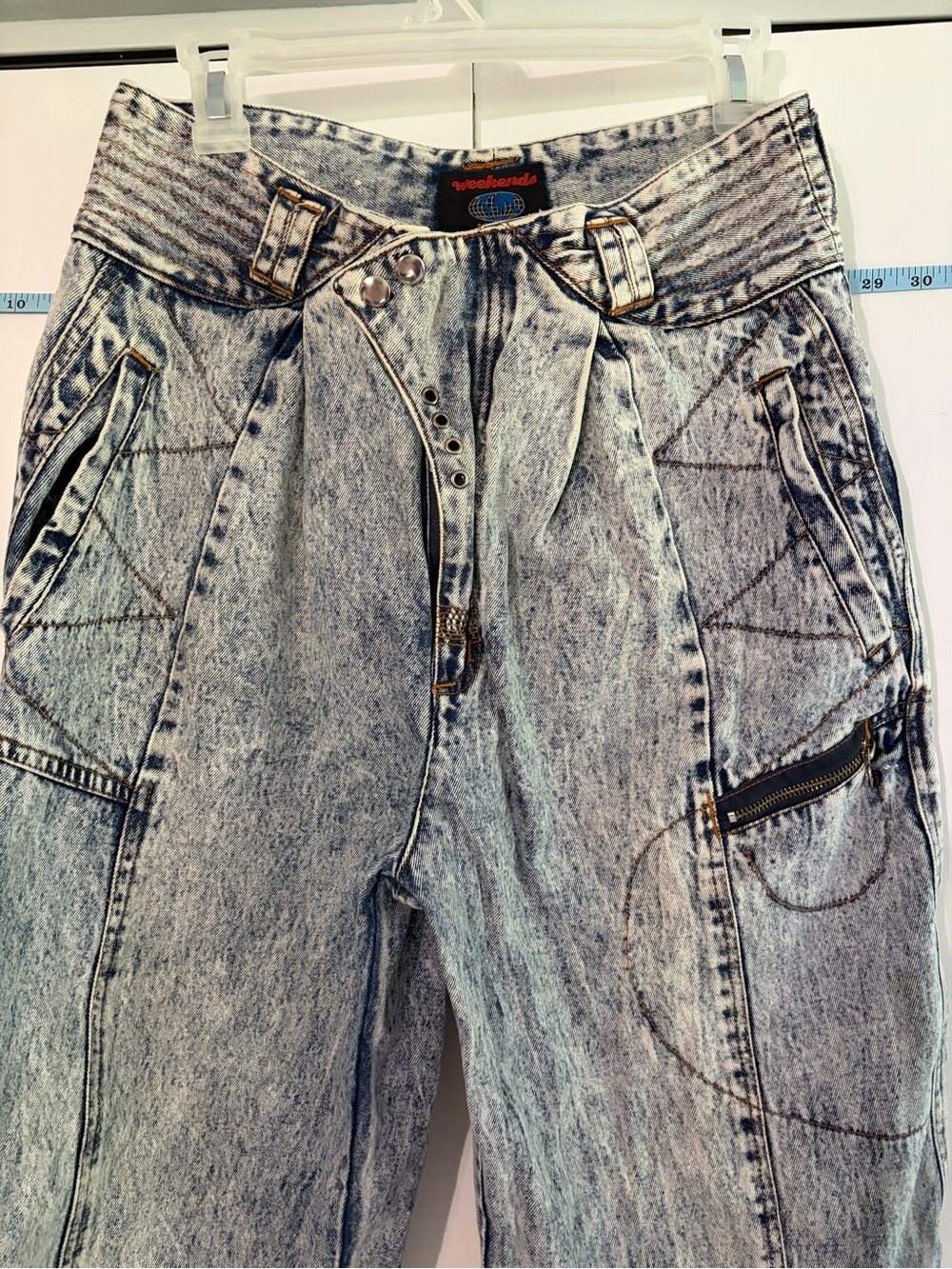 VTG Weekends High-Rise Baggy Acid Wash Jeans 80s Sz 31 NEVER WORN NWOT Hair Band